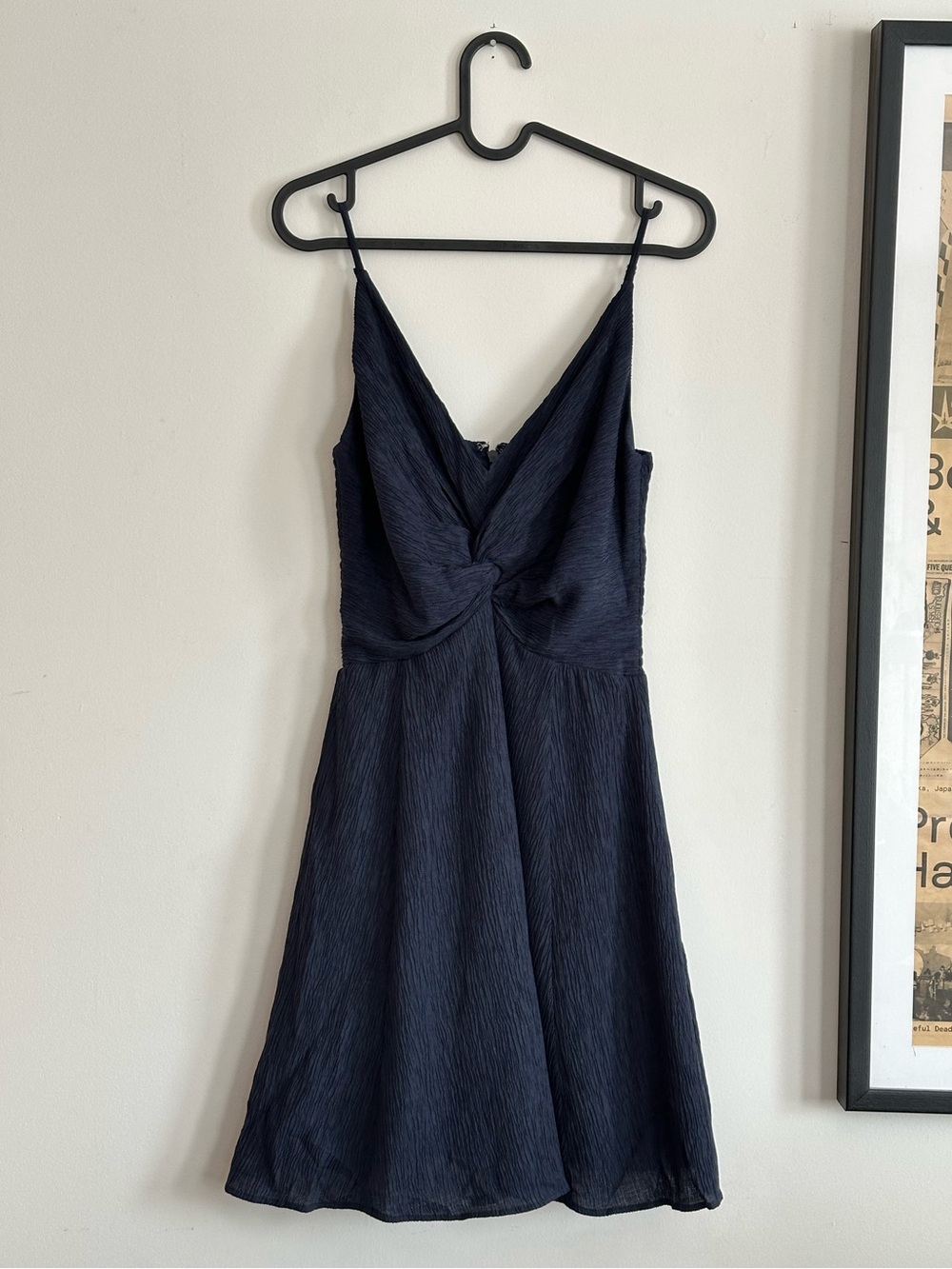 Abercrombie & Fitch Navy Twist-Front Spaghetti Strap Mini Dress